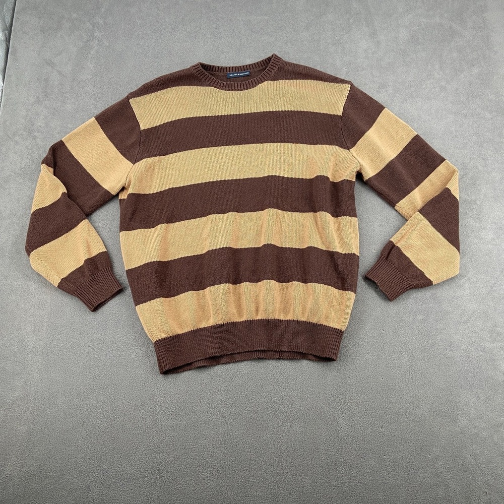 Brandy Melville Sweater Womens Brown Beige Striped Acrylic Tight Knit Ribbed
